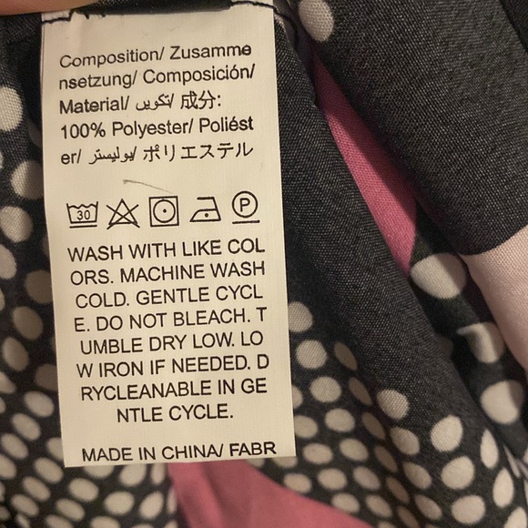 Shein Pink Black Polka Dot Striped Print Dress NWT - Picture 9 of 11